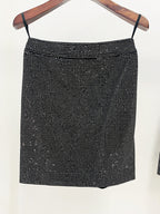 Flowering Girl Women Patchwork Rhinestone Skirt In Black