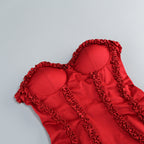 Flowering Girl Women sally ruffle trim strapless mini dress in red