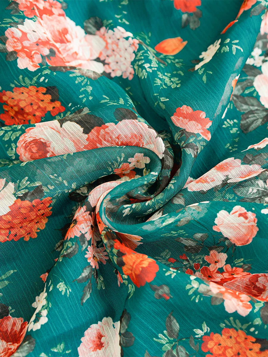 French retro green floral dress, high-end royal sister dress, dress skirt, light luxury, niche high-end long skirt women