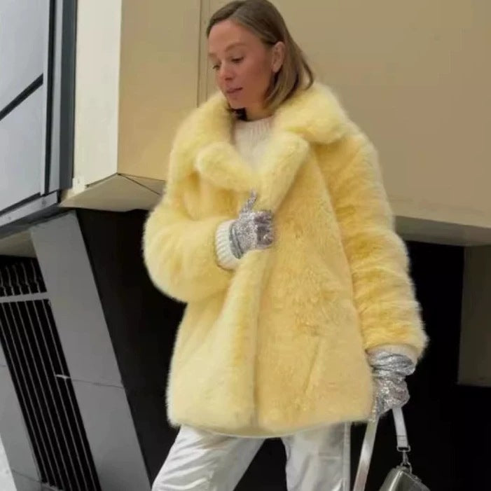 Flowering Girl Women imitation fox fur coat in winter