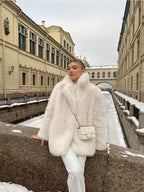 Flowering Girl Women imitation fox fur coat in winter