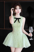 Eleanore Sleeveless Embroidered Mini Dress In Green