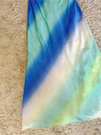 satin silky swing neck ombre open back dress