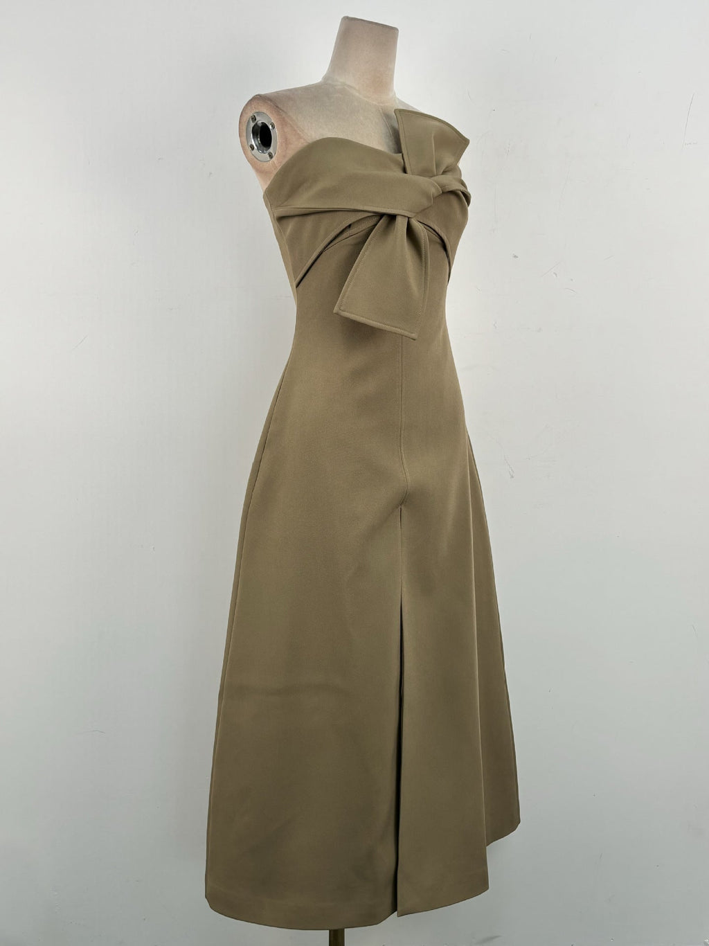 Flowering Girl Women alberta bowknot strapless slit midi dress in grey green
