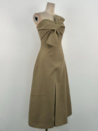 Flowering Girl Women alberta bowknot strapless slit midi dress in grey green