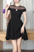 Flowering Girl Women Molly Black Tulle Off-Shoulder a-Line Mini Dress