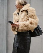 Flowering Girl Women faux fur all-in-one jacket in dark brown