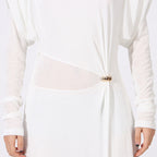 Flowering Girl Women Beryl Pleated Knitted Fabric Maxi Dress In White