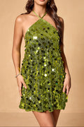 patricia Halter Mini Dress in Green
