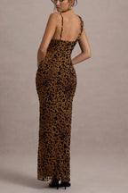 Flowering Girl Women Leopard print slip maxi dress