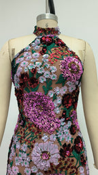 Flowering Girl Women Violet Open-Back Embroidered Mini Dress