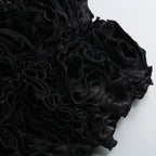Flowering Girl Women velvet corset floral mini skirt suit in black