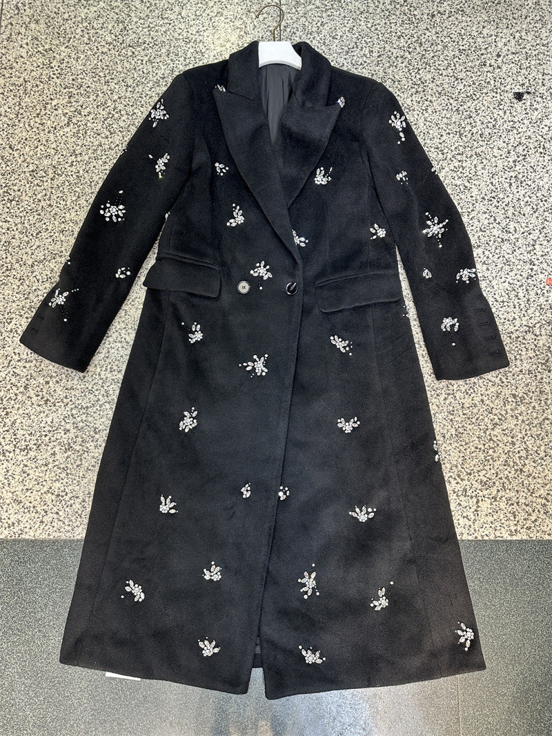 Philippa Crystal Embellished Coat In Black