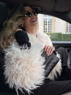Flowering Girl Women michaelia fur lapel jacket in white