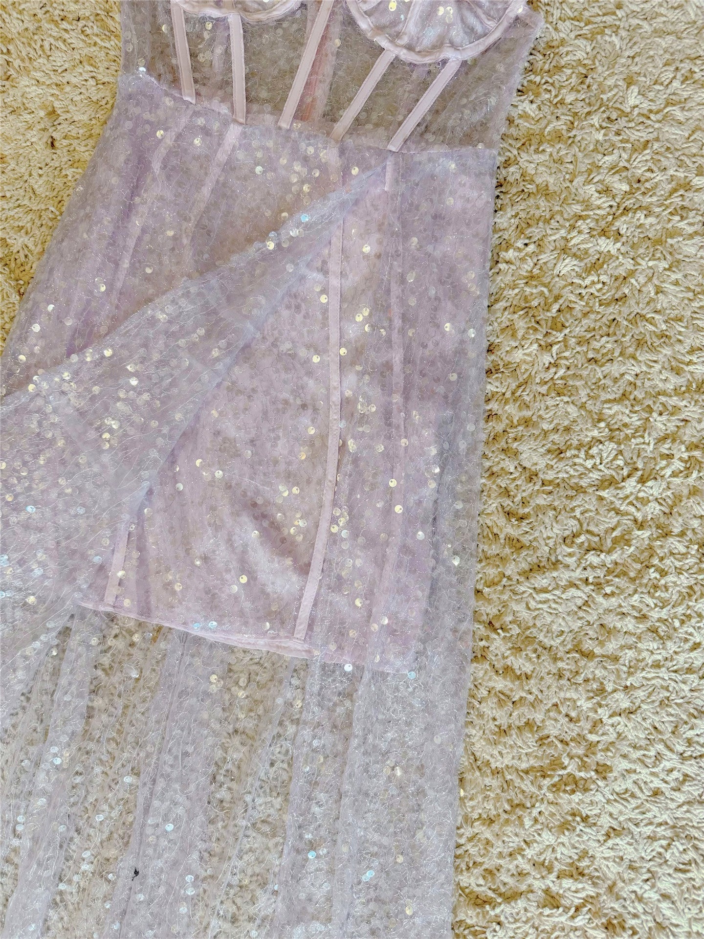 Flowering Girl Women Lavender Sequin Corset Maxi Dress