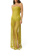 Flowering Girl Women helen Bodysuit Fringe Strapless mini Dress in green