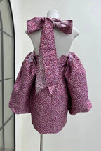 Jacquard Rose Pink Halterneck Mini Dress