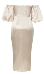 Flowering Girl Women Off Shoulder Ruched Asymmetrical Midi Dress In Gray