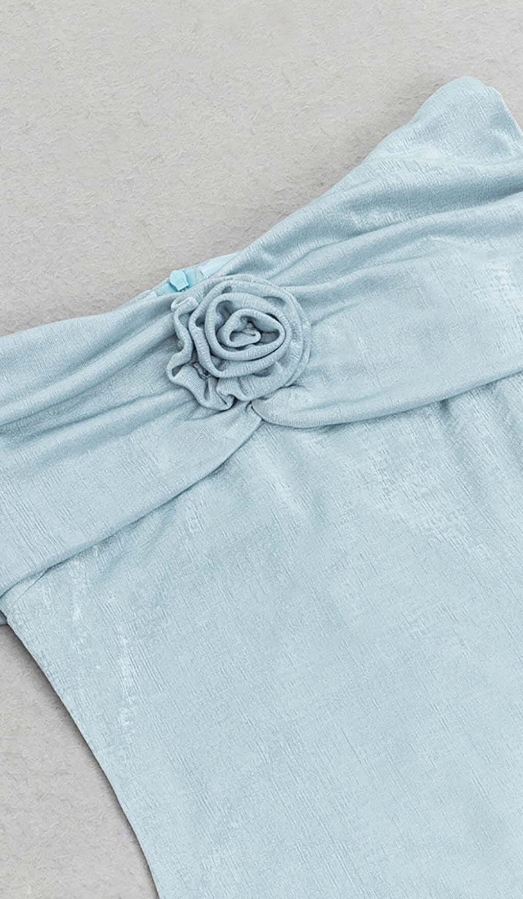 Flowering Girl Women Off Shoulder Ruffled Maxi Dress In Tinged Blue