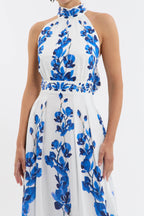 Flowering Girl Women ashley orchid print maxi dress in white