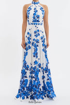 Flowering Girl Women ashley orchid print maxi dress in white