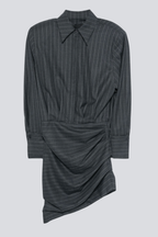 Flowering Girl Women Ochre Stripe Mini Shirt Dress