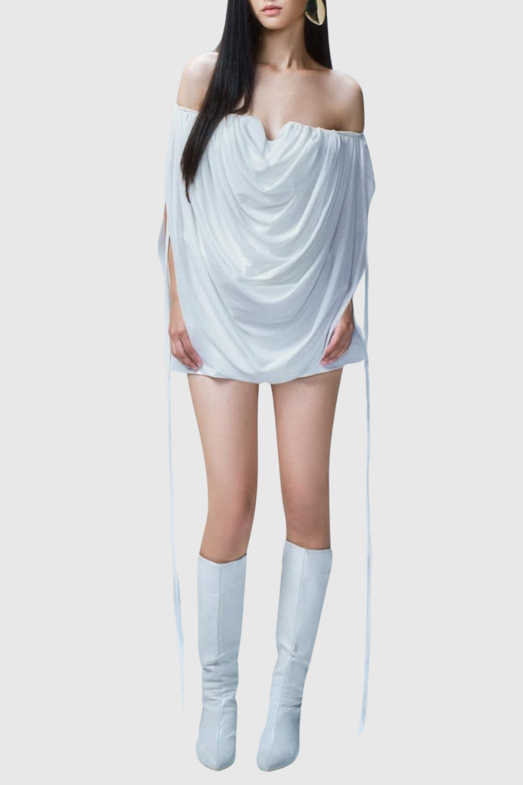 Flowering Girl Women Odruta Off Shoulder Draped Top in White