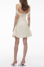 Oenone White Off Shoulder Mini Dress with Twist Front