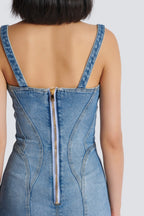 Flowering Girl Women Ogana Gold Buttoned Denim Mini Dress