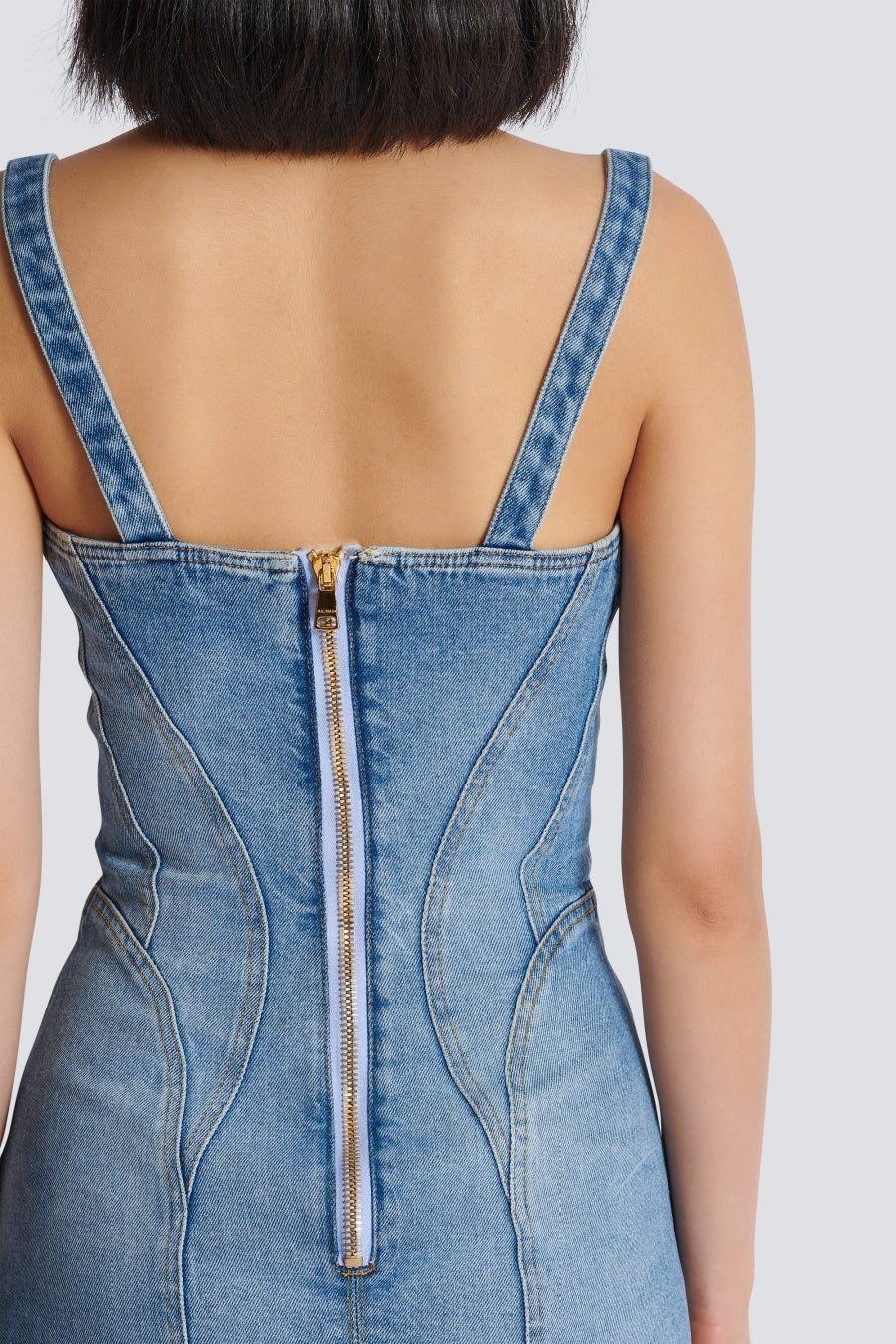 Flowering Girl Women Ogana Gold Buttoned Denim Mini Dress