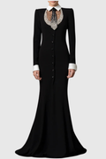 Flowering Girl Women lorraine Tie Crystal Embellished Maxi Dress - black