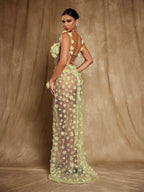 Flowering Girl Women Oksana Spaghetti Flower Corset Maxi Dress In Yellow