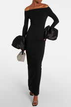 Flowering Girl Women Olindan Off Shoulder Maxi Dress in Black