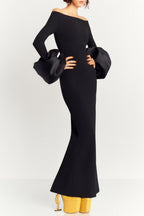 Flowering Girl Women Olindan Off Shoulder Maxi Dress in Black