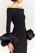 Flowering Girl Women Olindan Off Shoulder Maxi Dress in Black