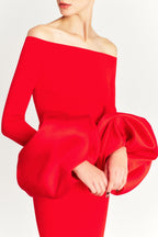 Flowering Girl Women Olindan Off Shoulder Maxi Dress in Red