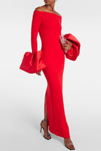 Flowering Girl Women Olindan Off Shoulder Maxi Dress in Red