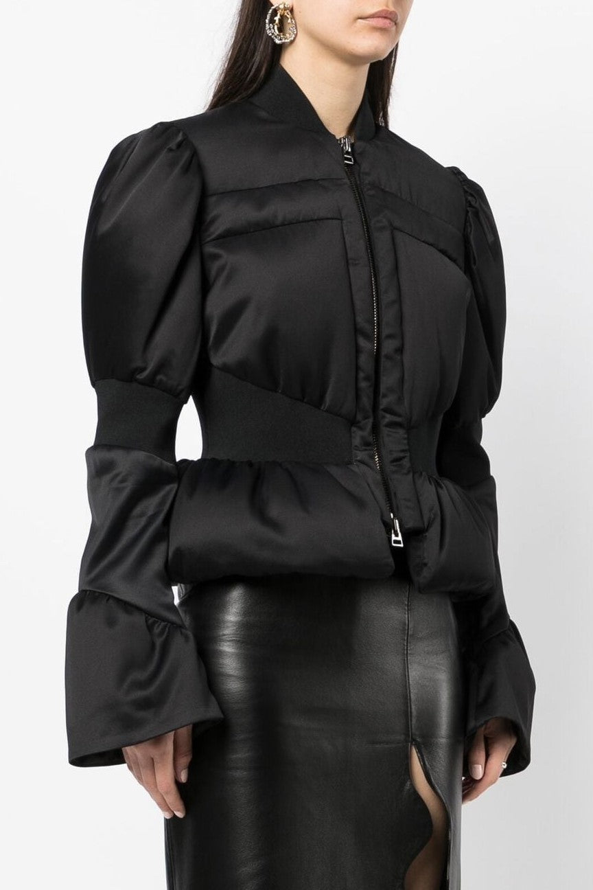 Flowering Girl Women Olive Padded Satin Peplum Jacket
