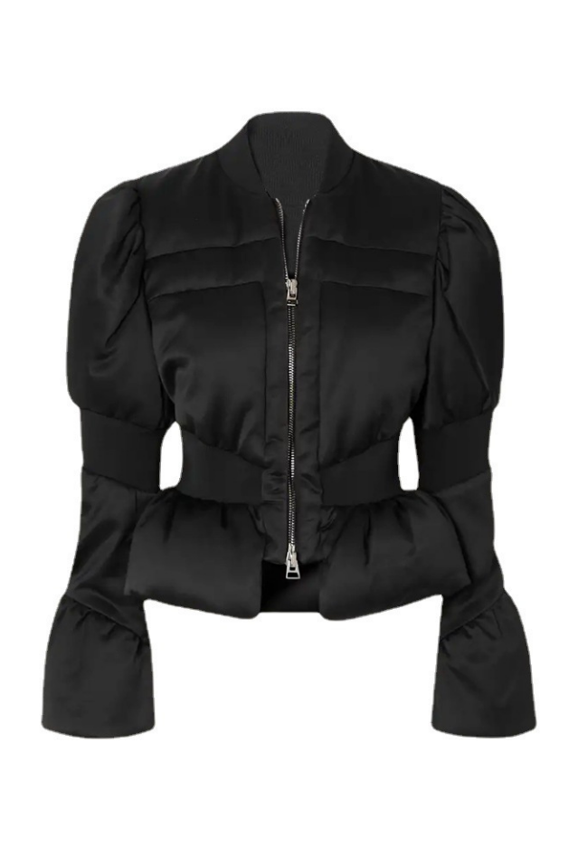 Flowering Girl Women Olive Padded Satin Peplum Jacket
