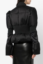Flowering Girl Women Olive Padded Satin Peplum Jacket