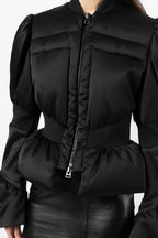 Flowering Girl Women Olive Padded Satin Peplum Jacket