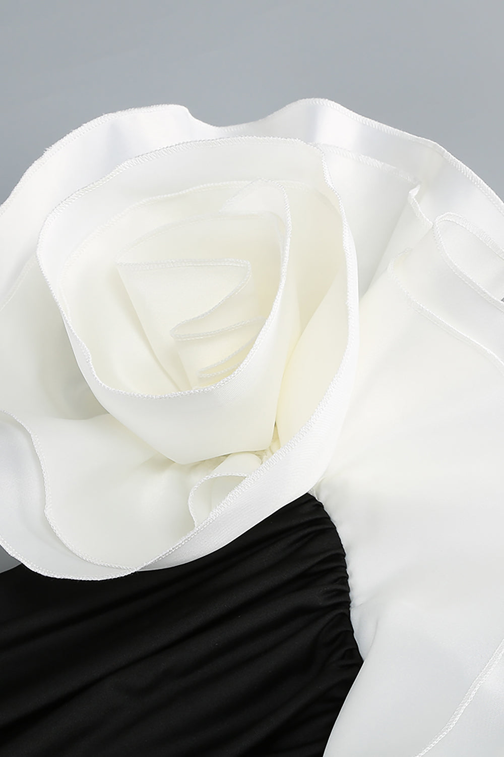 judy One Shoulder Peony Ruffle Gown in black