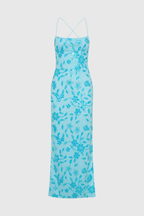 Ongus Floral Sequin Maxi Dress - Blue
