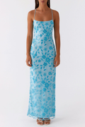 Ongus Floral Sequin Maxi Dress - Blue