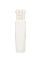 nancy pearl embellished bow midi dress in ivory