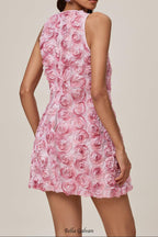 Sleeveless Flower Mini Dress In Pink