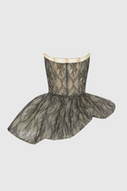 Orentha Lace Strapless Puff Mini Dress