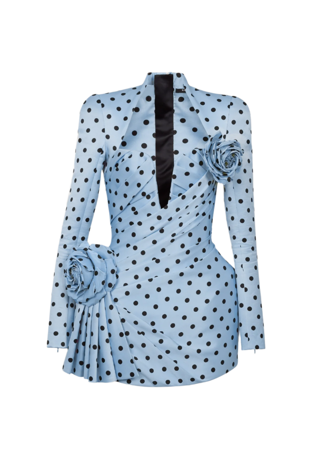 Flowering Girl Women Ostelle Polka Dots Satin Mini Dress - Blue
