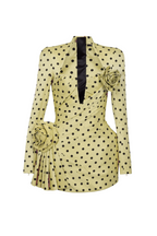 Flowering Girl Women Ostelle Polka Dots Satin Mini Dress - Yellow