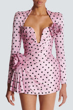 Flowering Girl Women Ostelle Polka Dots Satin Mini Dress